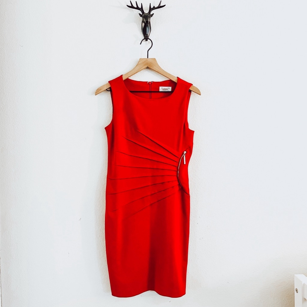 Carmen Marc Valvo Women's Red Shift Dress Size Small